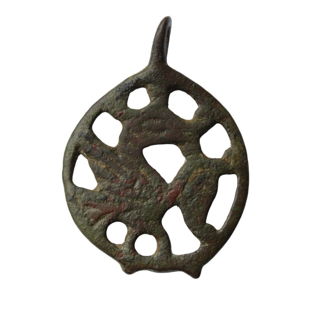 Bodemvondst Vroeg Middeleeuws Viking brons hanger raaf Odin, Antiek en Kunst, Verzenden, Brons