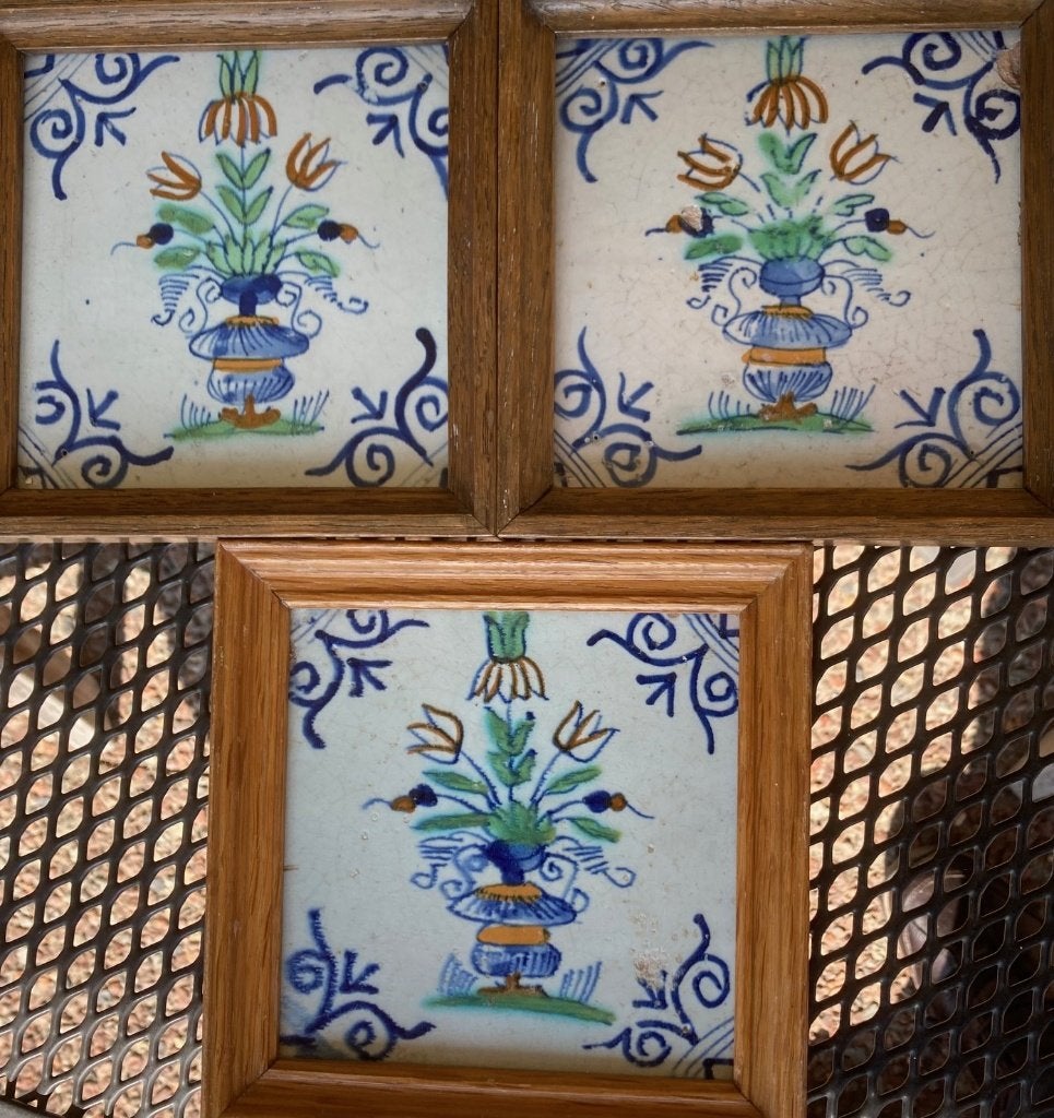 antieke tegel, bloemen, bodemvondst, Ophalen of Verzenden