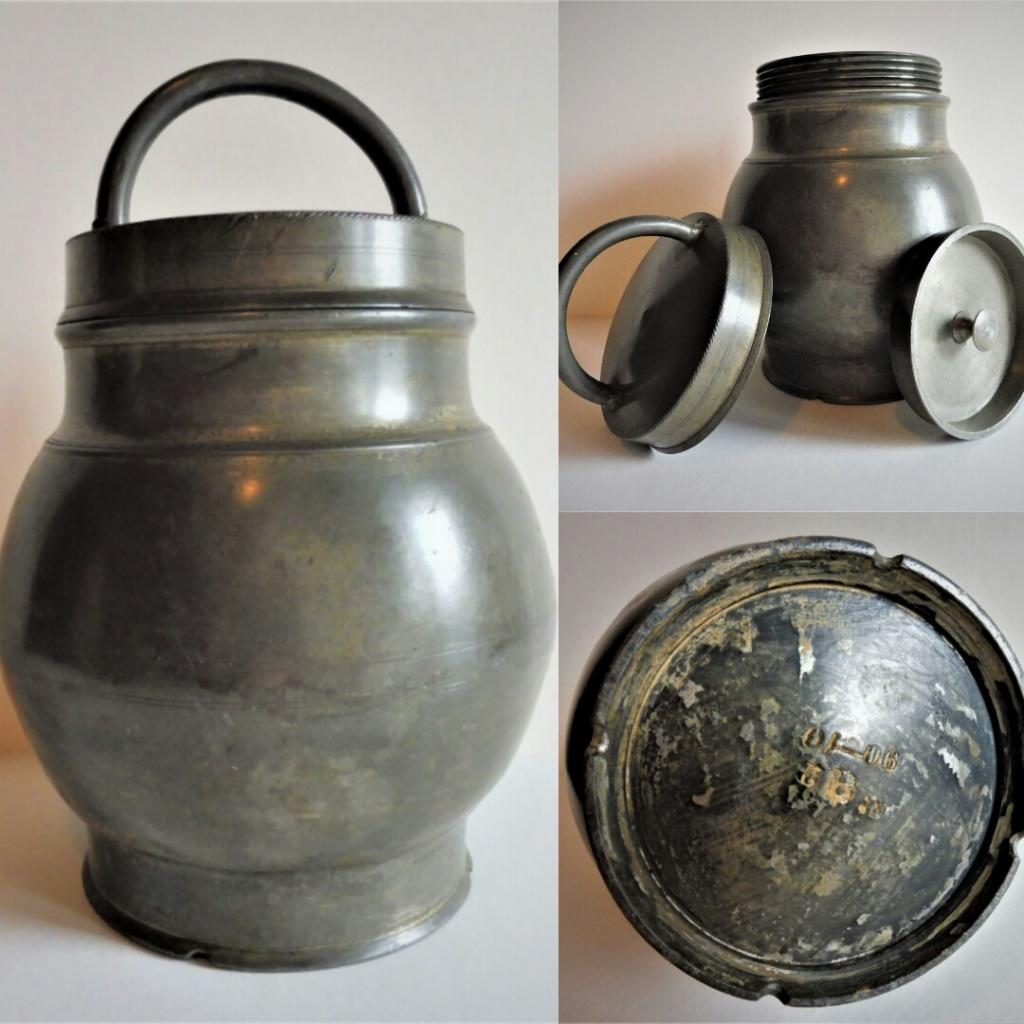 Tinnen gortpot / bouillon pot medicinaal 1875 1900 veldfles, Antiek en Kunst, Antiek | Tin, Ophalen of Verzenden