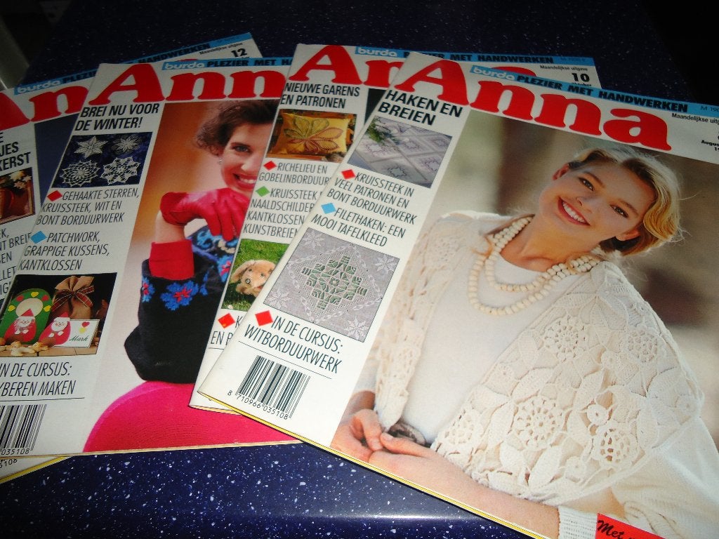 4 handwerkbladen ,, anna,, van burda uit 1991, Ophalen of Verzenden, Gebruikt, Breien of Haken, Patroon of Boek