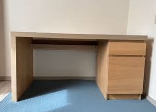 Bureau Ikea Malm eiken, Ophalen, Scandinavisch, 65 cm, Bruin