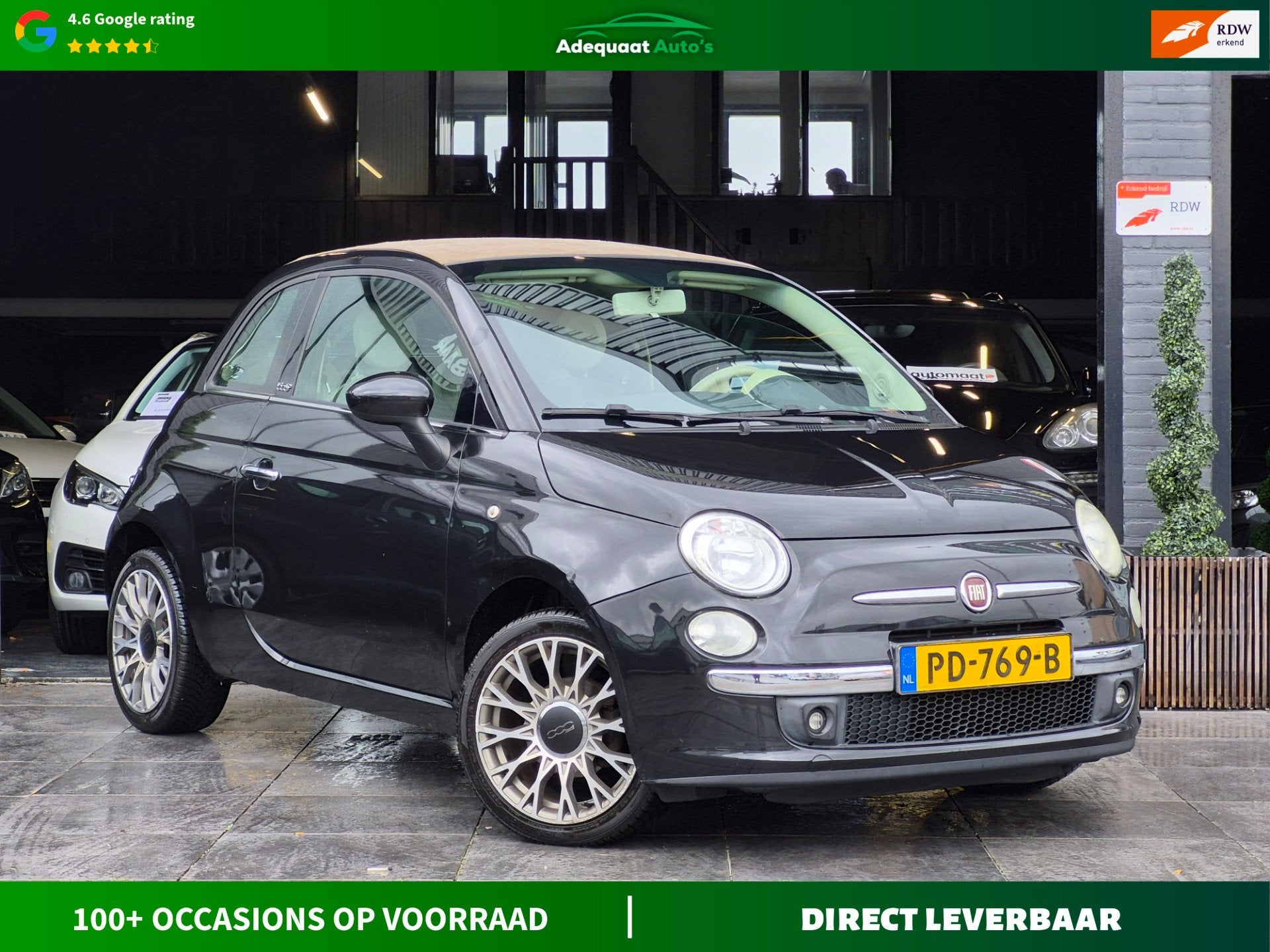 Fiat 500 C 1.2 Lounge|Airco|El Pakket|Parkeersensoren|APK, Auto's, Voorwielaandrijving, Euro 5, Stof, Gebruikt
