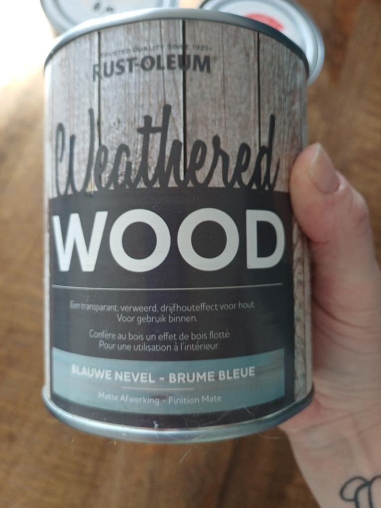 Rust-Oleum Weathered Wood Beits - Blauwe Nevel (3x), Ophalen, Blauw, Nieuw, Beits