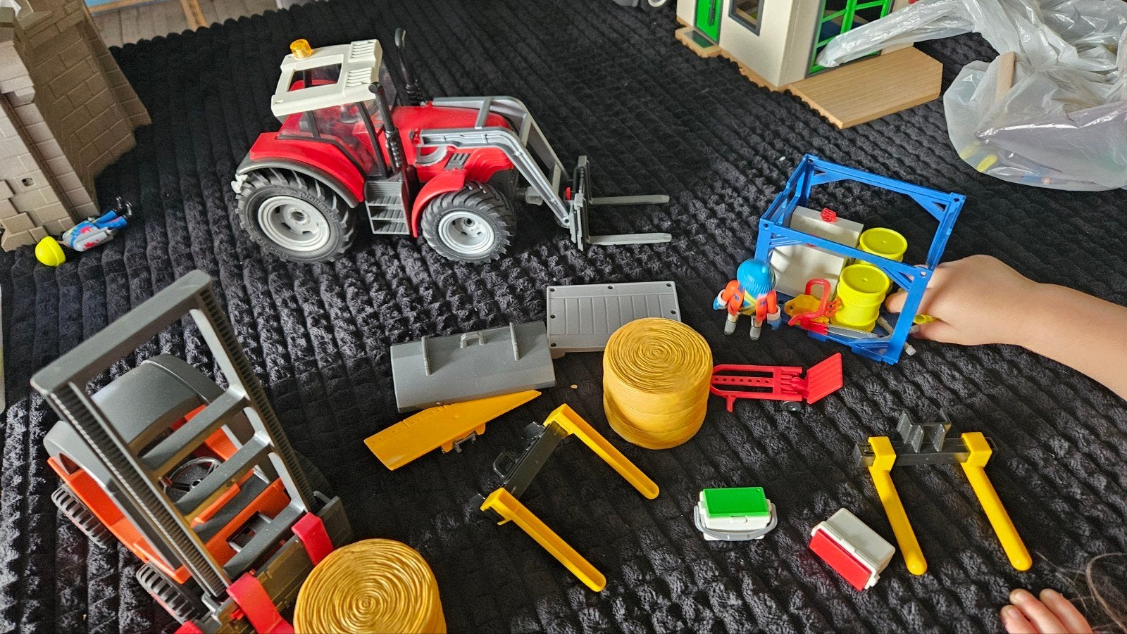 Playmobil heftruck met tractor en accessoires, Verzenden, Gebruikt