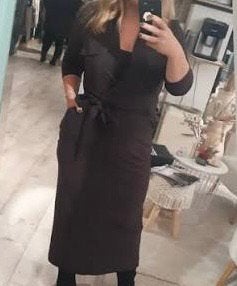 Studio Anneloes Jette espresso maxi jurk travelstof mt L, Kleding | Dames, Bruin, Maat 42/44 (L), Ophalen of Verzenden, Zo goed als nieuw