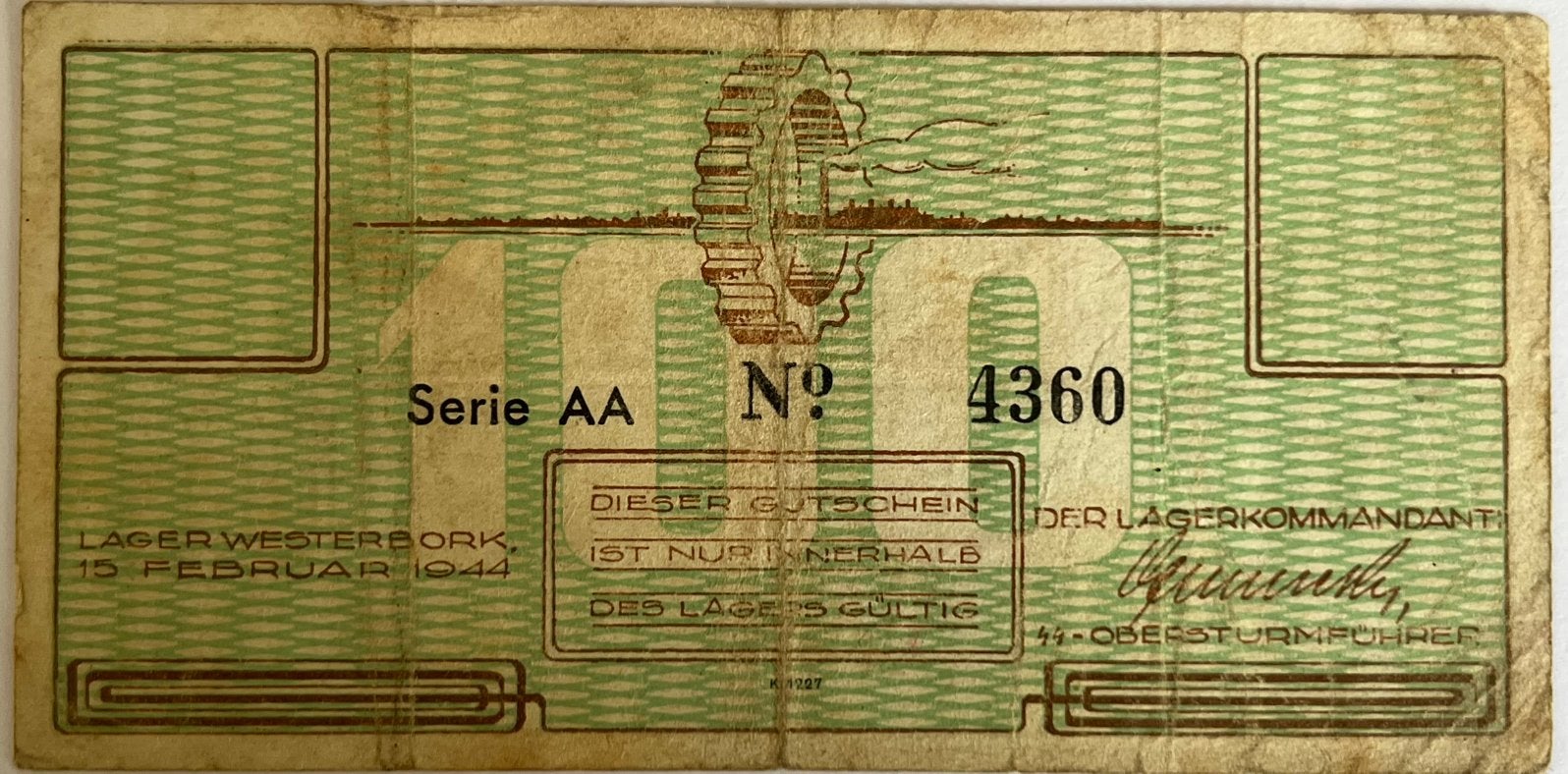 Kamp Westerbork 100 cent 1944, Postzegels en Munten, Bankbiljetten | Nederland, Ophalen of Verzenden, Los biljet