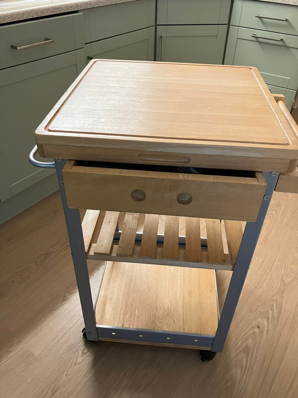 Keukentrolley blank hout 50 x 50 x 85, Huis en Inrichting, Keuken | Keukenelementen, Ophalen, Gebruikt, 50 tot 100 cm, Minder dan 100 cm