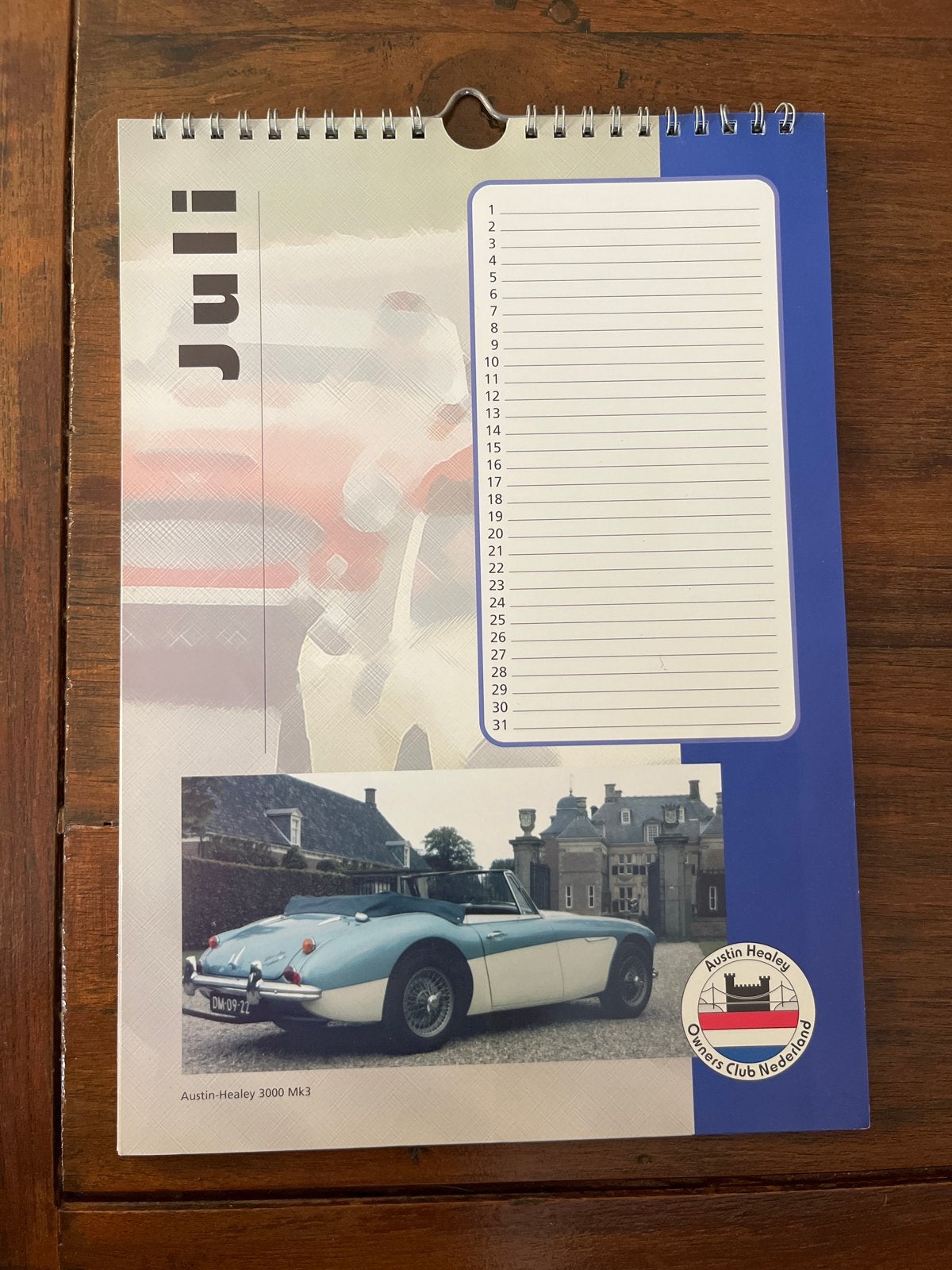 Austin Healey Owners Club Nederland wandkalender, Ophalen of Verzenden, Maandkalender