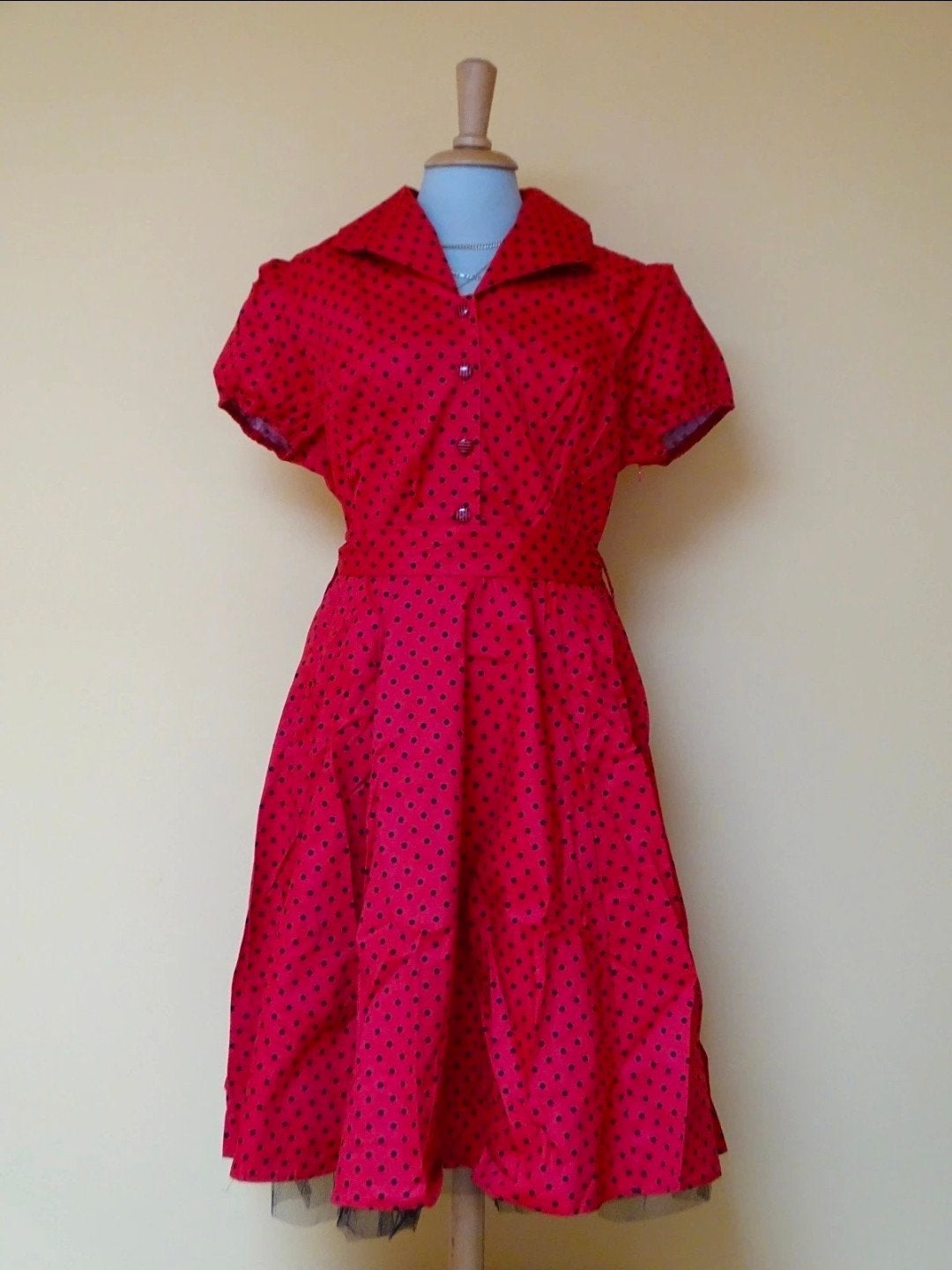 Hearts & Roses jurk stippen rood maat 6XL, Kleding | Dames, Jurken, Maat 46/48 (XL) of groter, Nieuw, Ophalen of Verzenden, Knielengte
