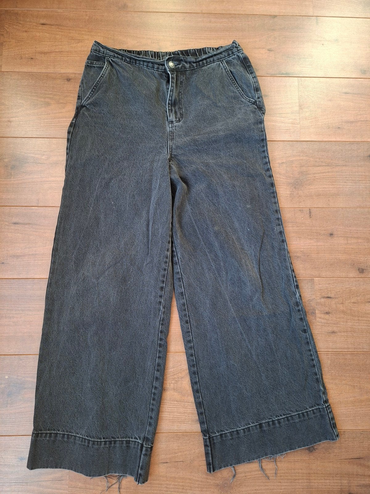 Primark Wijde Zwarte Jeans met Elastische Taille - Maat 42, Ophalen of Verzenden