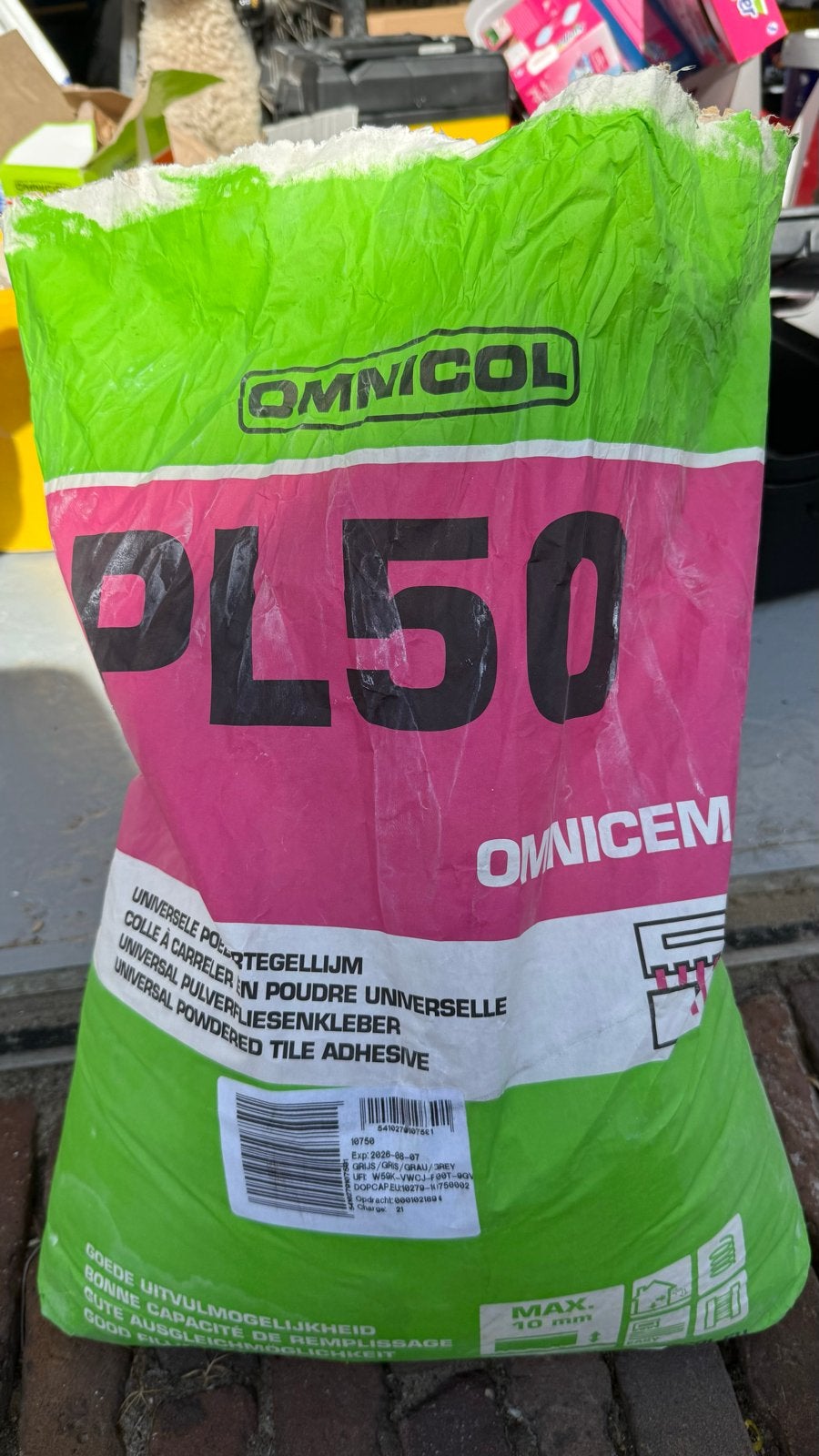Omnicol PL50 Tegellijm Grijs - 5,5 zakken, Ophalen, Gebruikt