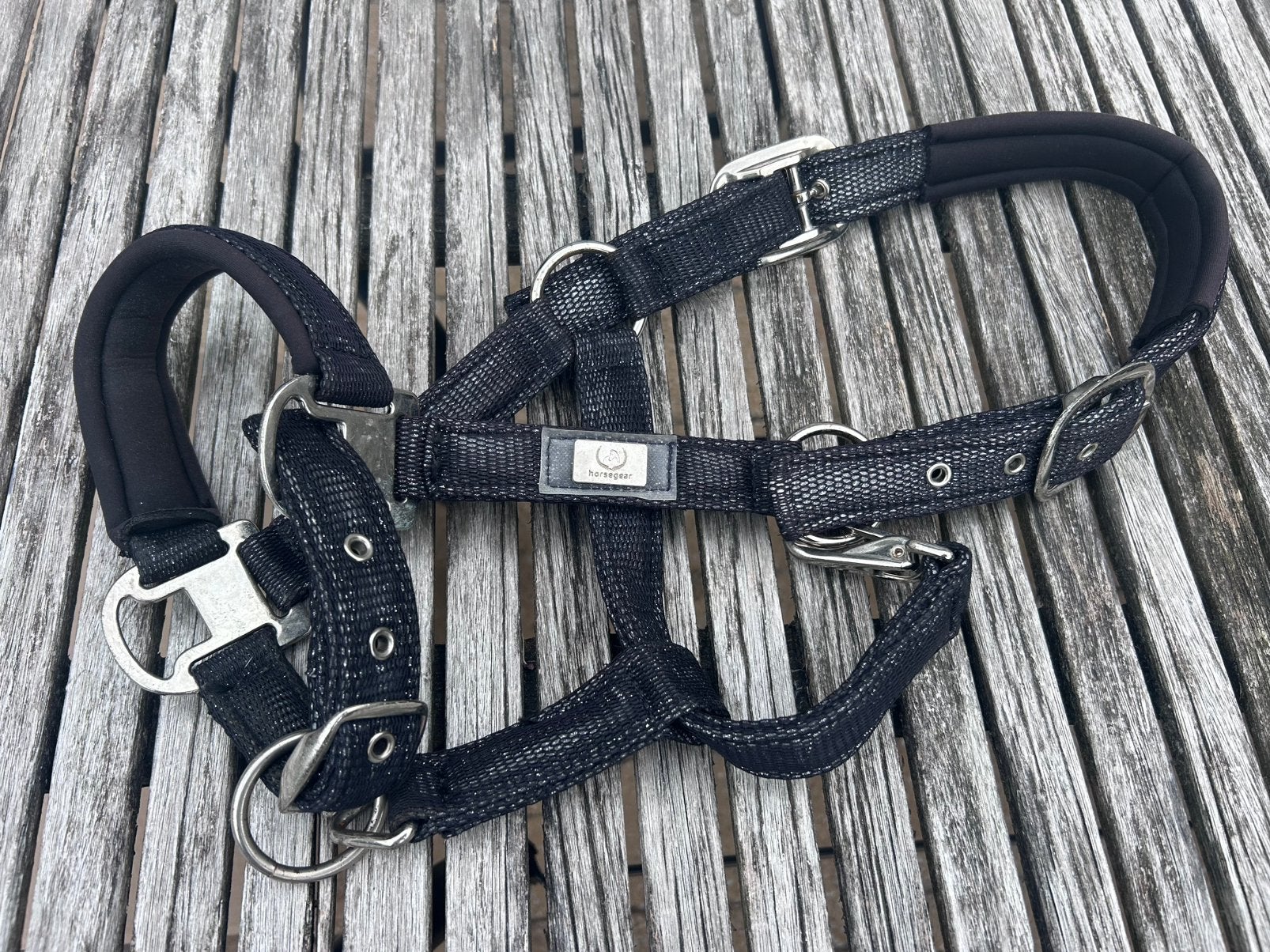 Halster Horsegear zwart glitter Pony, Dieren en Toebehoren, Halster, Horsegear, Ophalen of Verzenden, Pony