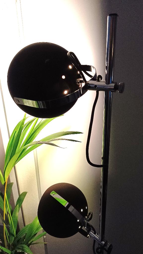 Herda/Dijkstra vloerlamp - 2 Space Age bollen en chroom -70s, Ophalen, Vintage Herda/Dijkstra - Space Age  bollen - seventies