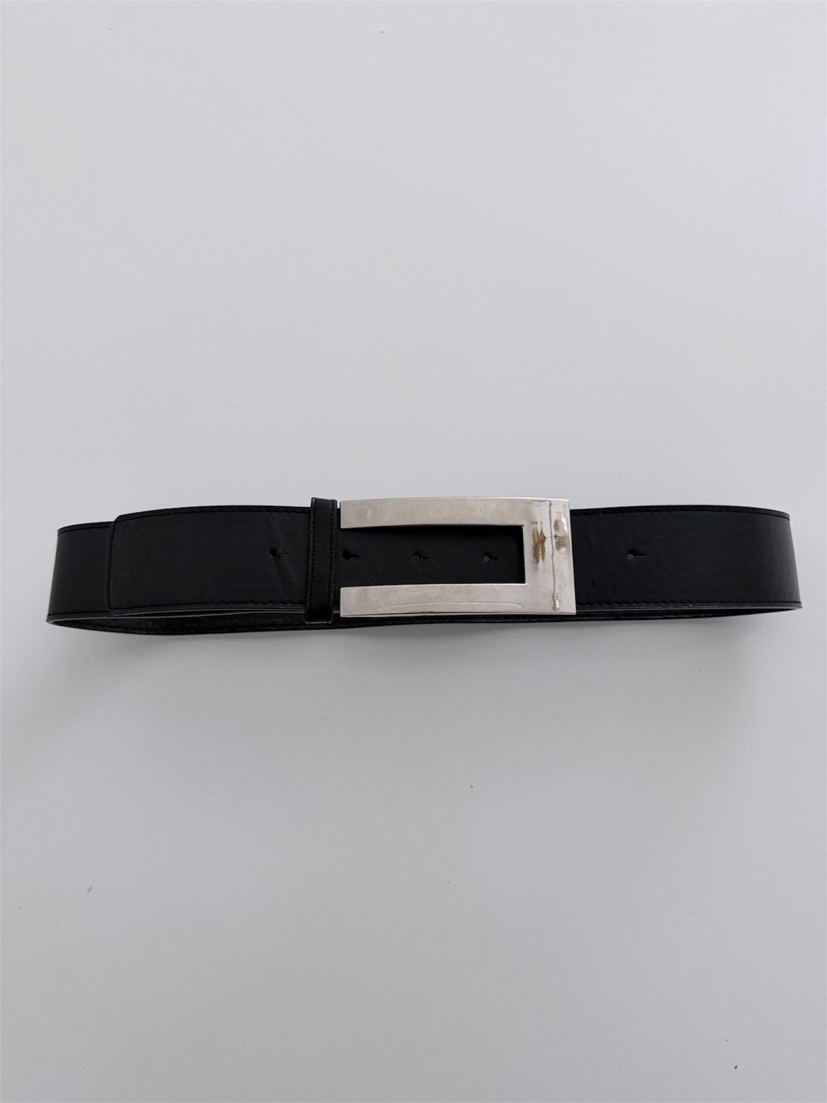 Leren riem classic|zilveren gesp|zwart, 5 cm of meer, Zwart, 90 tot 100 cm, Heupriem