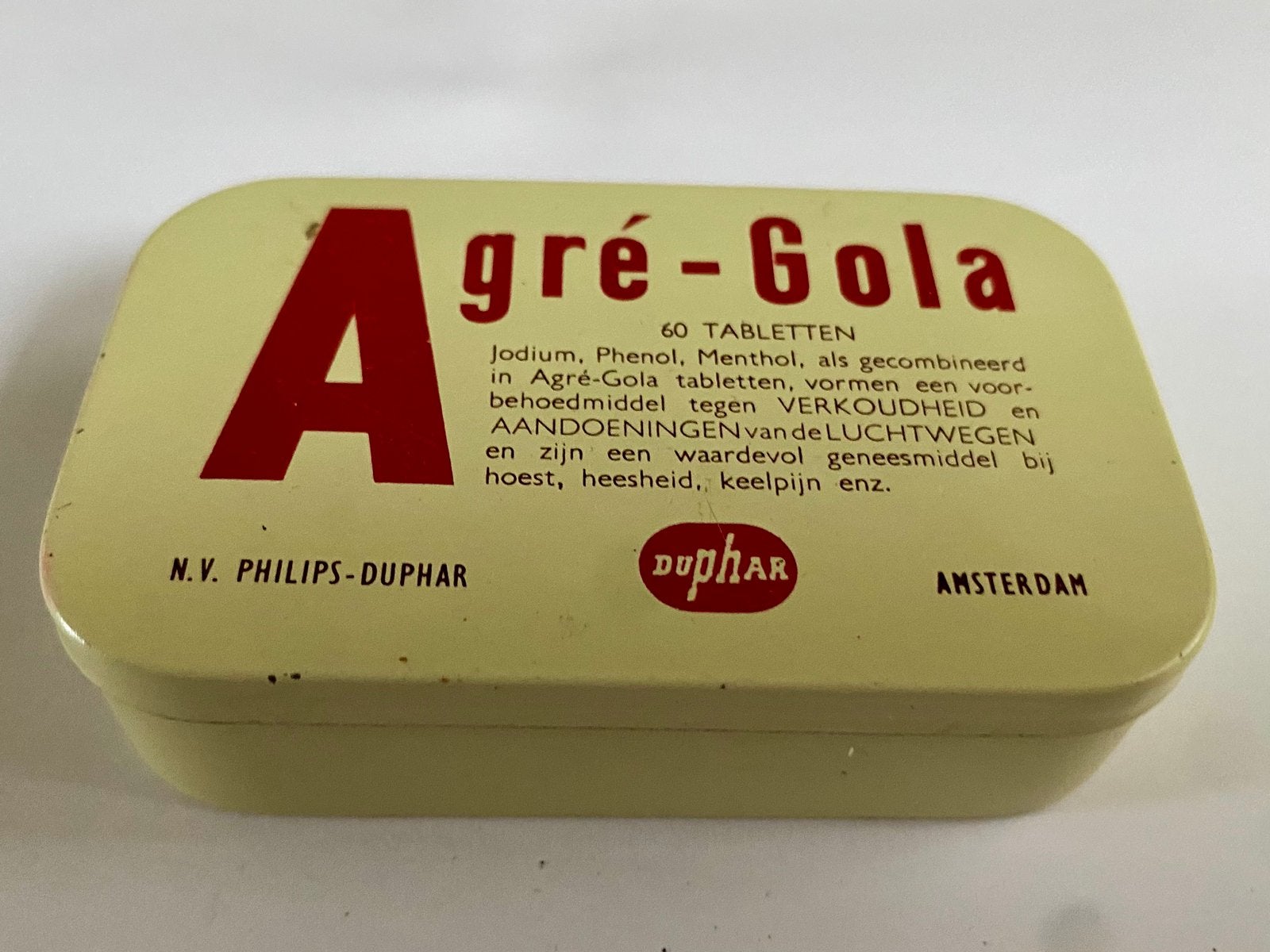Agré-Gola blikje Philips-Duphar, Verzamelen, Ophalen of Verzenden, Zo goed als nieuw