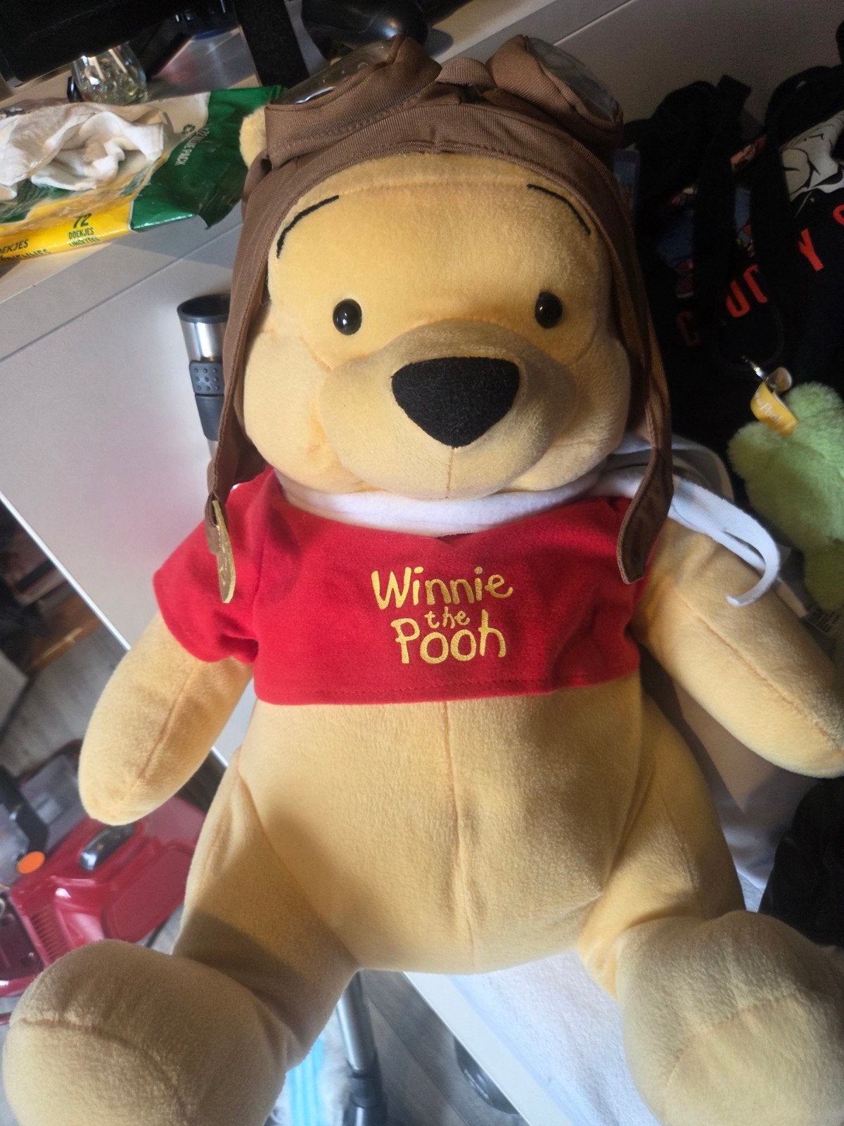 Winnie de Poeh knuffel met pilotenmuts - Disney, Disney, Geel, Beer, Ophalen of Verzenden