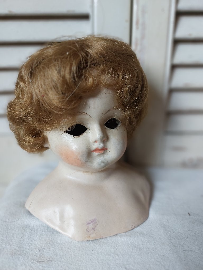 antieke pop, vroeg papier-mache schouderhoofd, Ophalen of Verzenden, Gebruikt, Pop