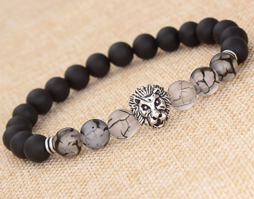 Lavasteen Armband Leeuw Heren Dames, Verzenden, Nieuw, Zwart