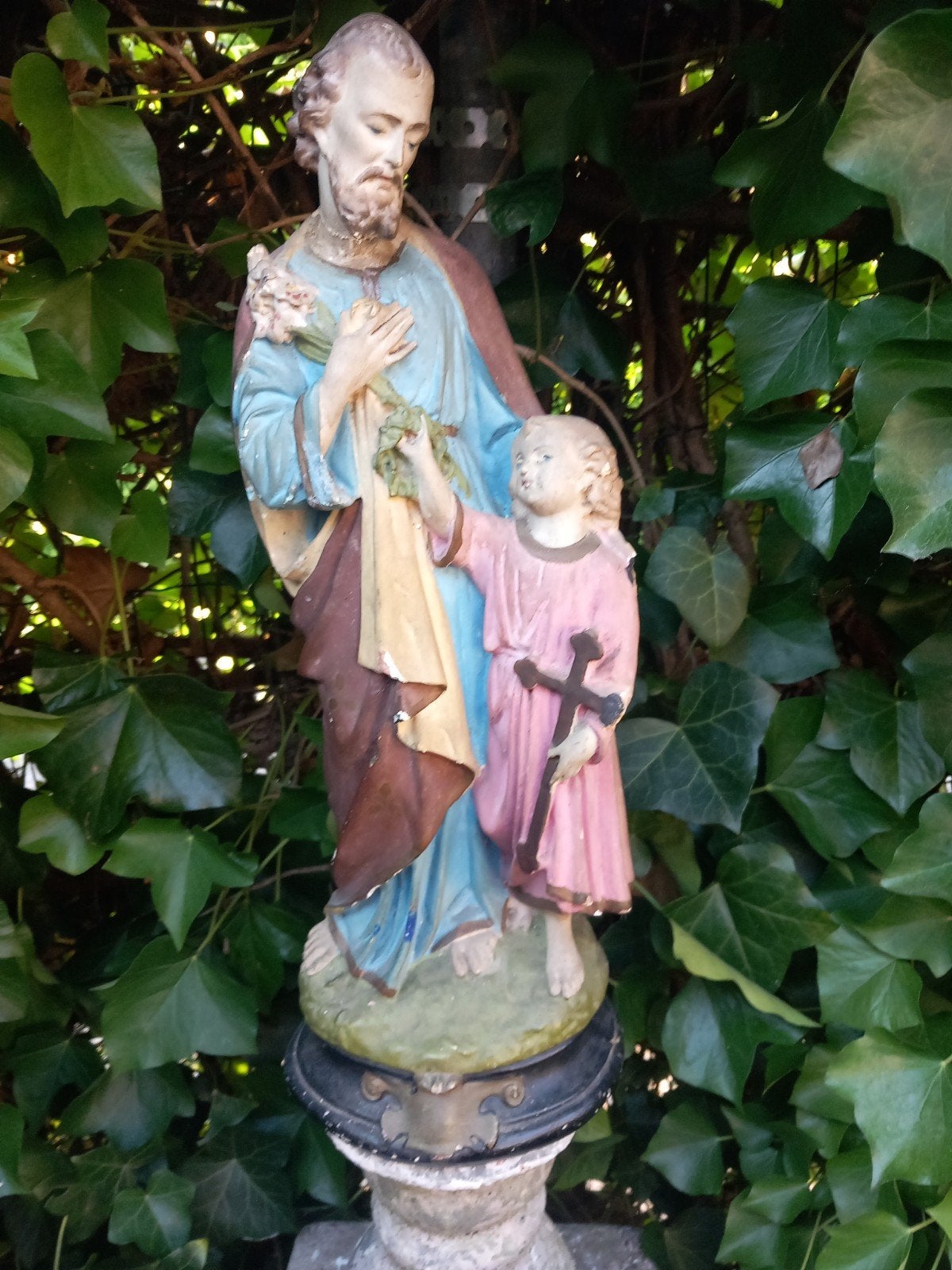 Vintage beeld van Jozef met kindje Jezus, 50 cm, Ophalen of Verzenden