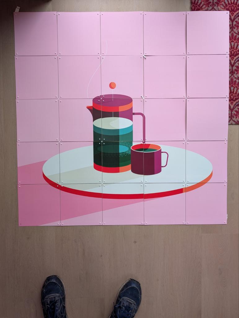 IXXI wanddecoratie 100x100 cm - Koffiepot en kopje, Gebruikt, Meerkleurig, Ophalen of Verzenden, Wandbord of Wandpaneel