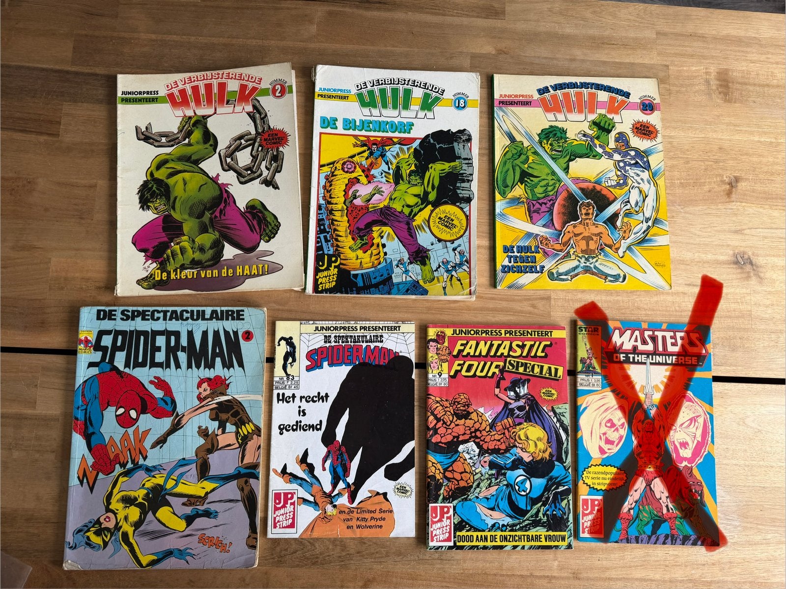 6 Vintage Juniorpress/Marvel Strips: o.a Hulk, Spider-Man, Boeken, Strips | Comics, Gelezen, Meerdere comics, Europa, Ophalen of Verzenden