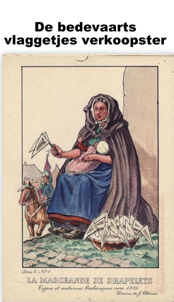 K77 oude ansichtkaart de bedevaarts vlaggetjes verkoopster, Ophalen of Verzenden, 1980 tot heden, Gelopen, Noord-Brabant