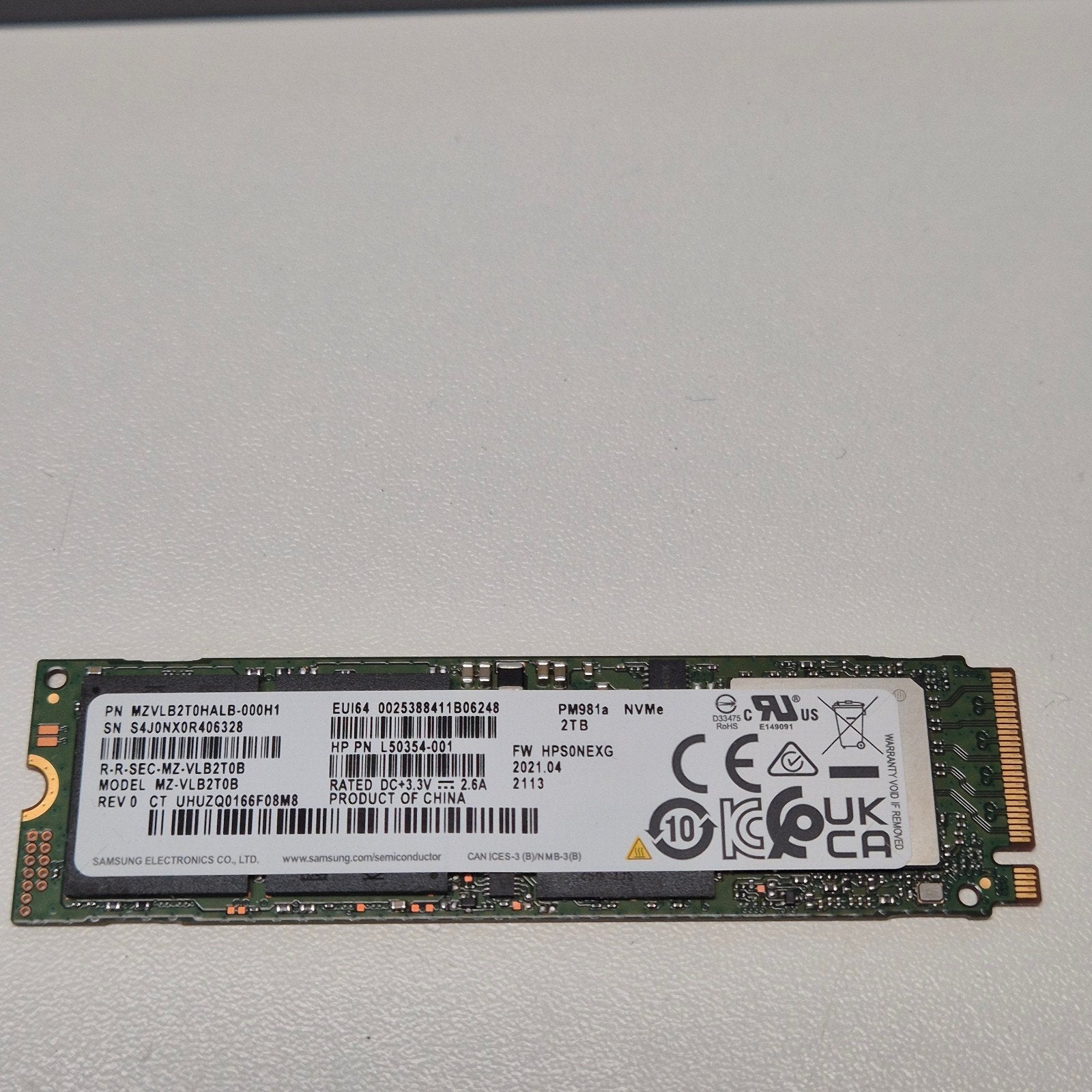 Samsung PM981a 2TB Nvme SSD 2280, Computers en Software, Intern, 2TB, Gebruikt, Verzenden