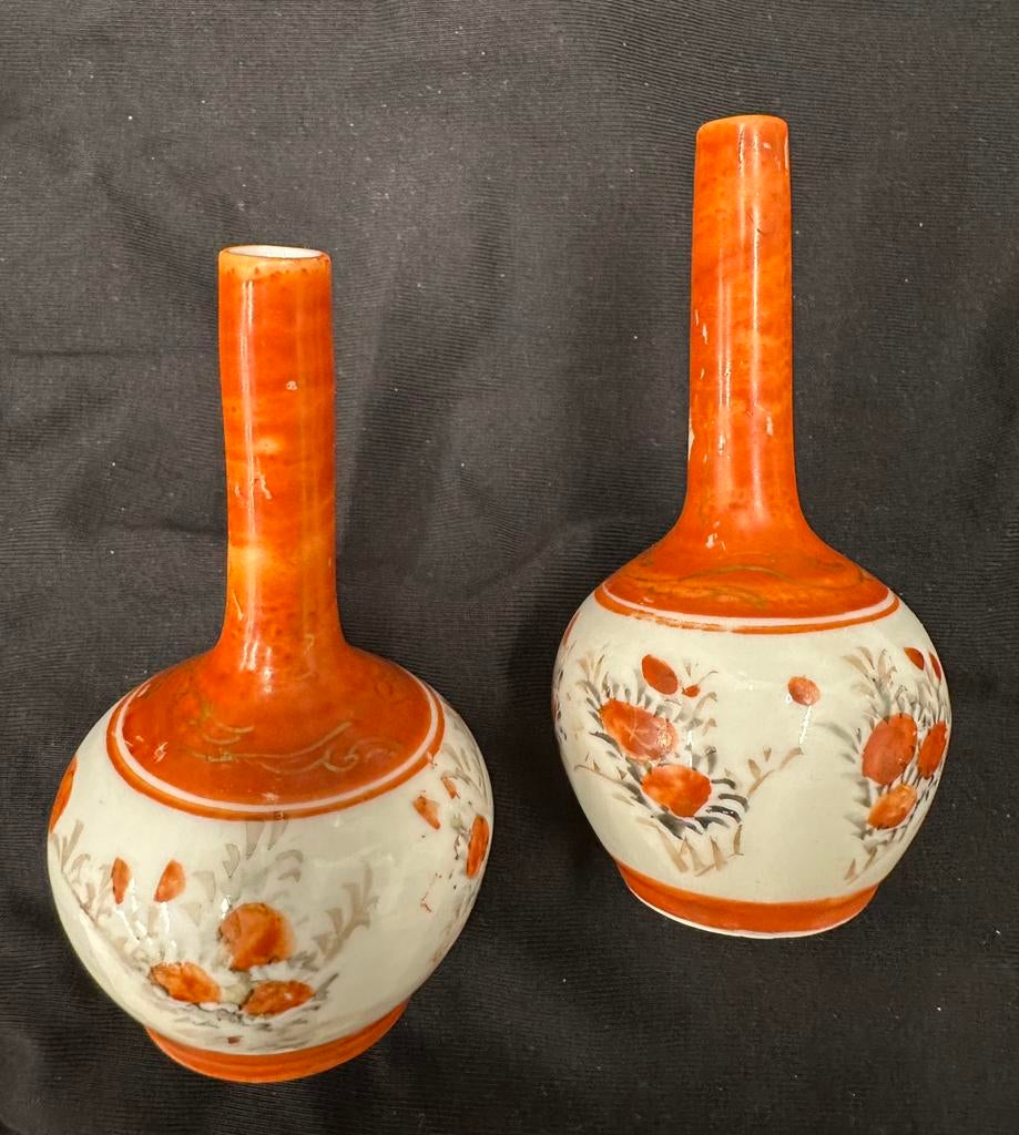 2 Antieke Kutani vazen JAPAN Meiji-periode (1868-1912), Ophalen of Verzenden