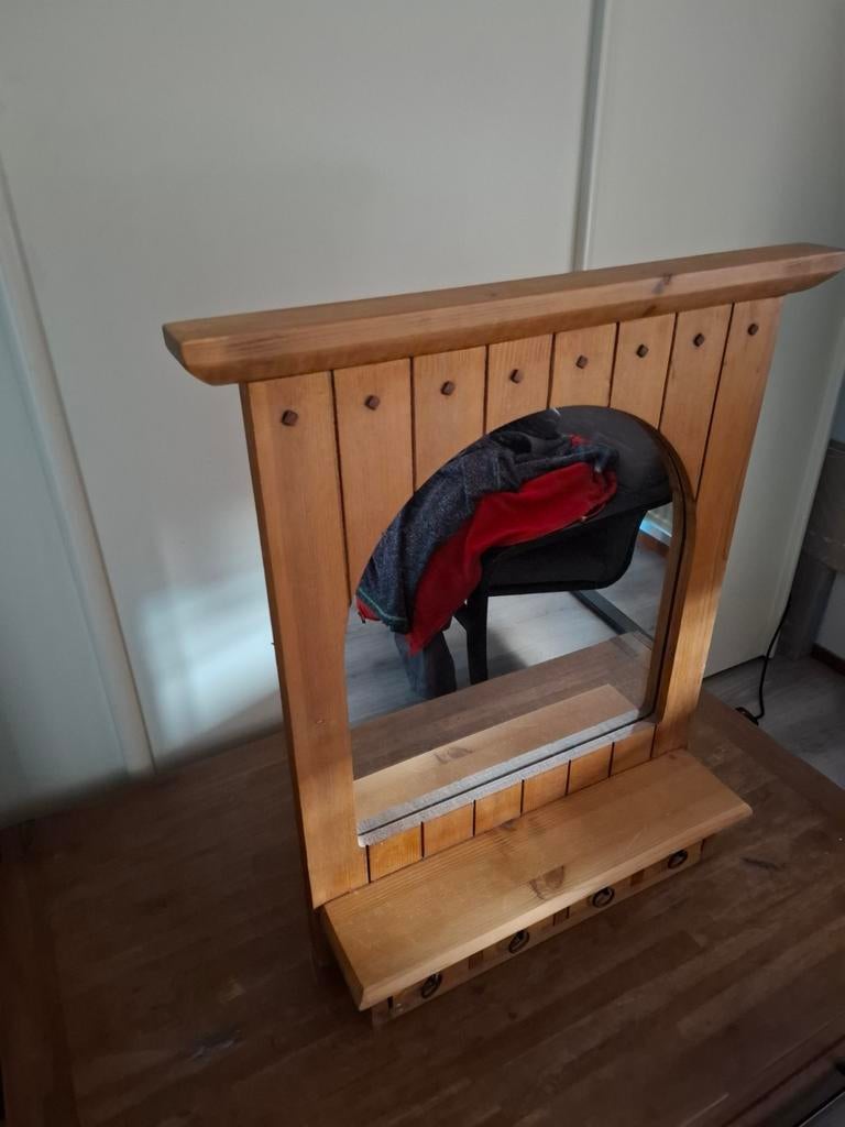 houte Spiegel (echt hout), Huis en Inrichting, Ophalen, Rechthoekig, 50 tot 75 cm, Minder dan 100 cm