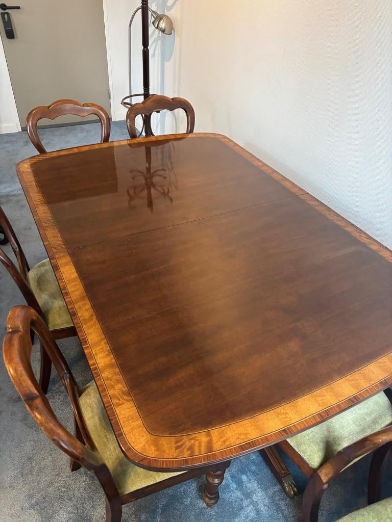 Antieke Henredon eettafel, Huis en Inrichting, Tafels | Eettafels, Ophalen, Gebruikt, 200 cm of meer, 50 tot 100 cm