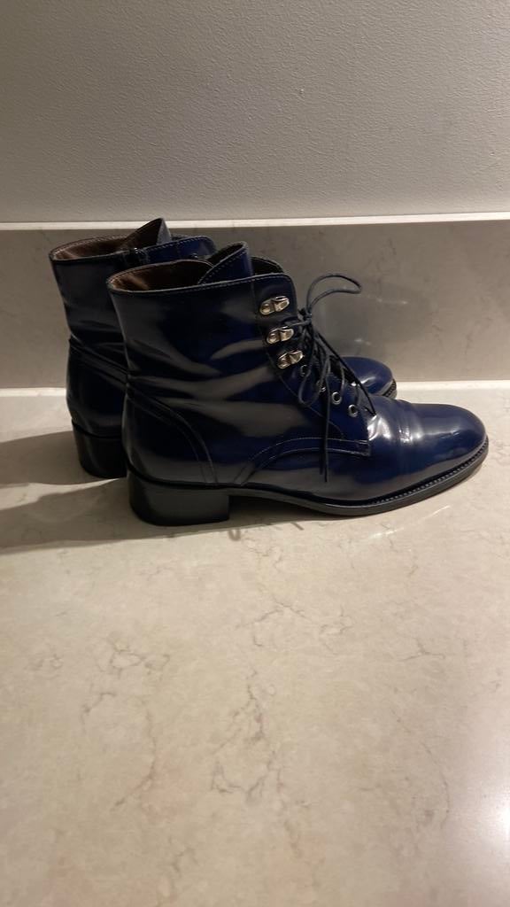 Dames enkellaarsjes donkerblauw ( Pertini), Ophalen of Verzenden, Zo goed als nieuw, Blauw