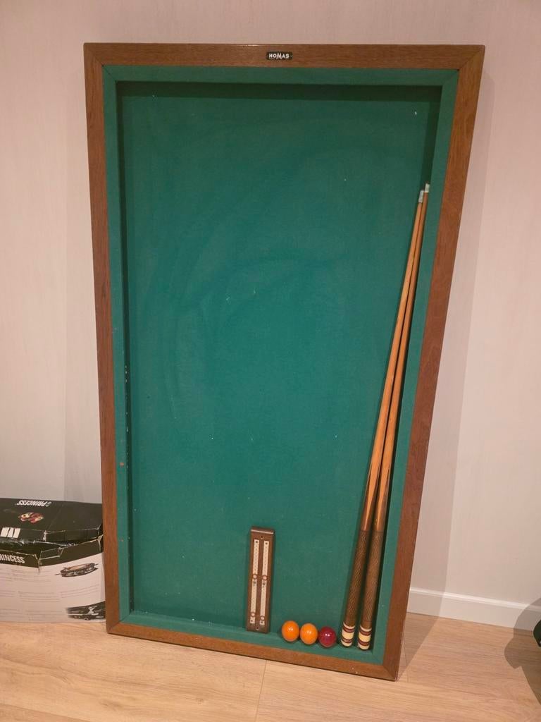Vintage Tafelbiljart met Keus en Ballen, Ophalen, Gebruikt, Biljarttafel
