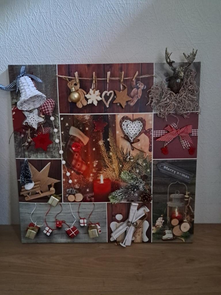 Kerst decoratie kerst schilderij rood, Diversen, Kerst, Zo goed als nieuw, Ophalen