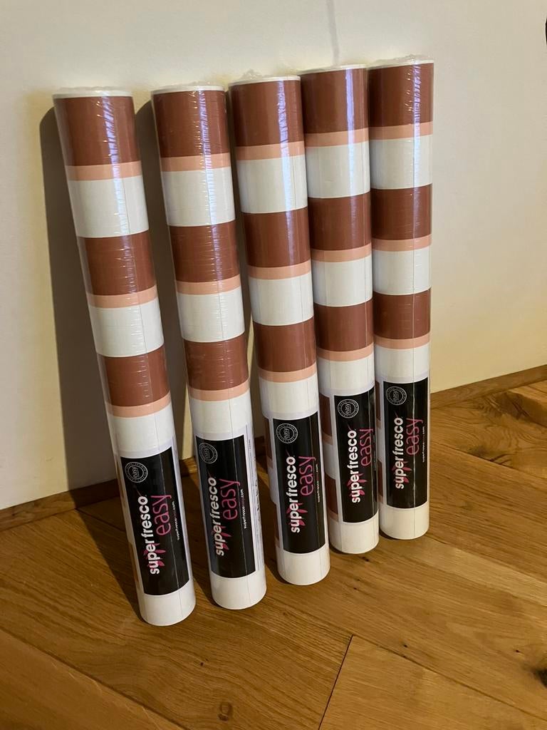 Gestreept behang, oranje, perzik, terra, Ophalen, Minder dan 10 m², Bruin