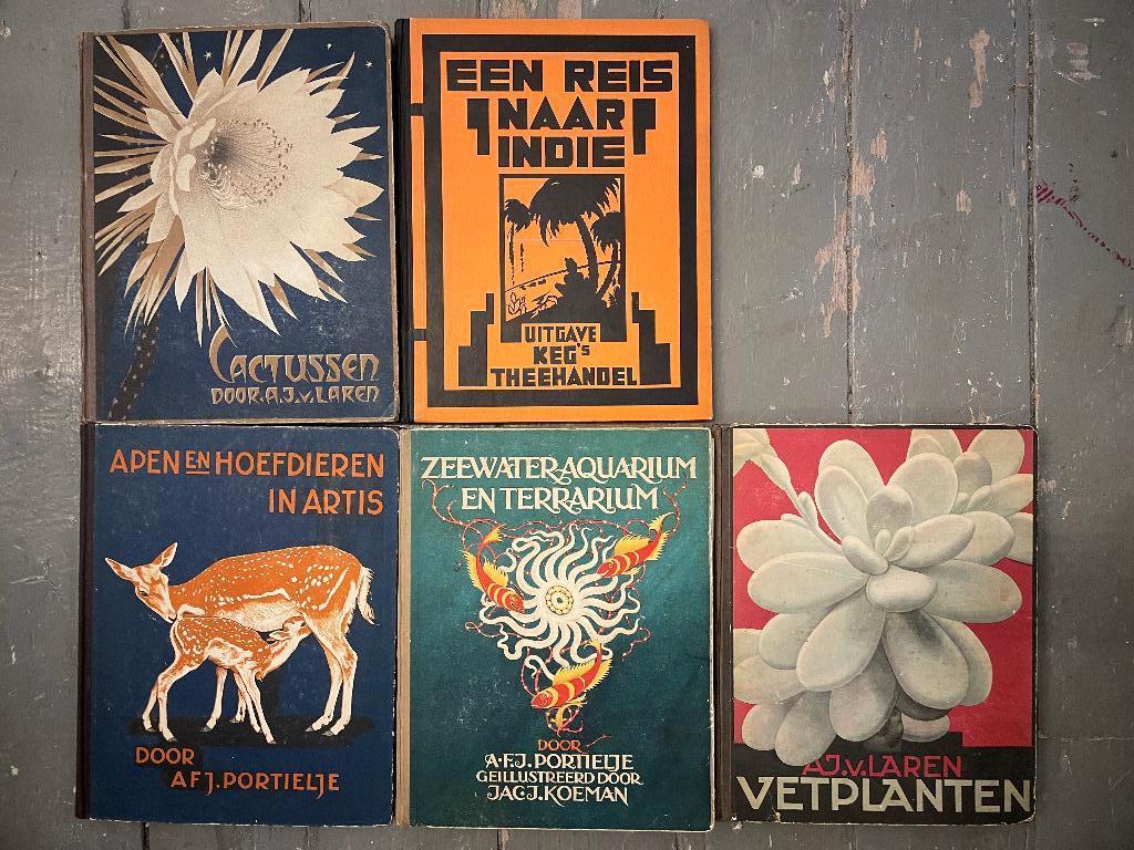 5 oude plaatjesboeken Verkade en Keg's theehandel, Antiek en Kunst, Ophalen, A.F.J. Portielje