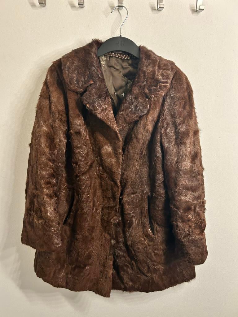 Vintage Bruine Bontjas, Ophalen of Verzenden, Gedragen, Maat 38/40 (M), Bruin