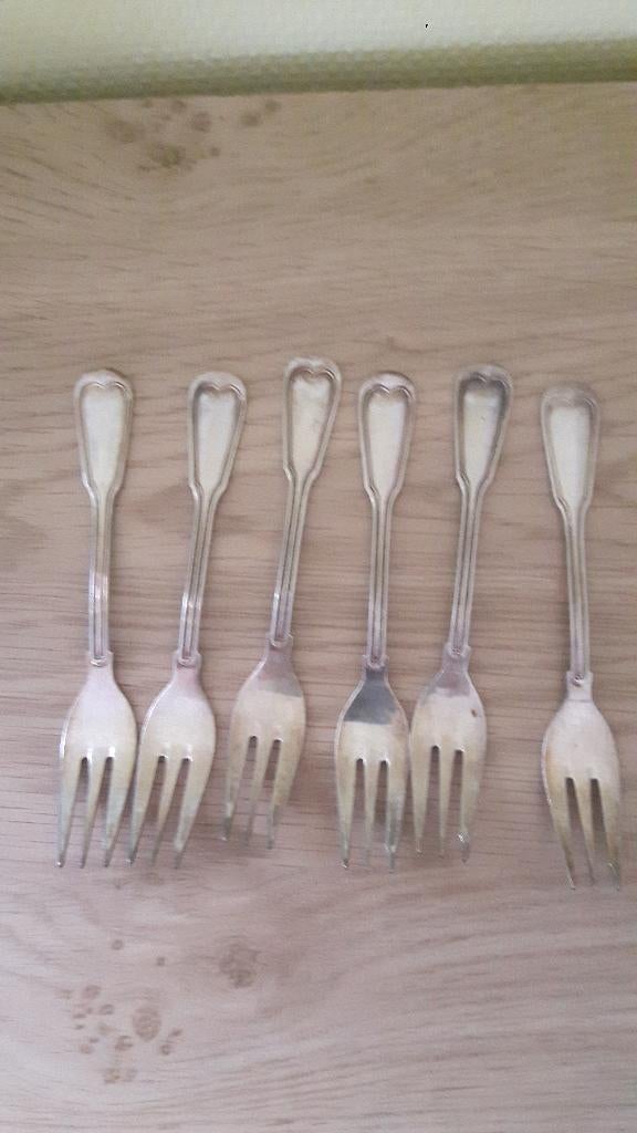 Dessertvorkjes, 15½ cm. brocante, Antiek en Kunst, Antiek | Bestek, Ophalen of Verzenden