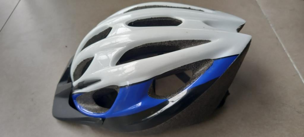 Blauw/wit Fietshelm - Maat L, Sport en Fitness, Wielrennen, Ophalen of Verzenden, Zo goed als nieuw, Helm