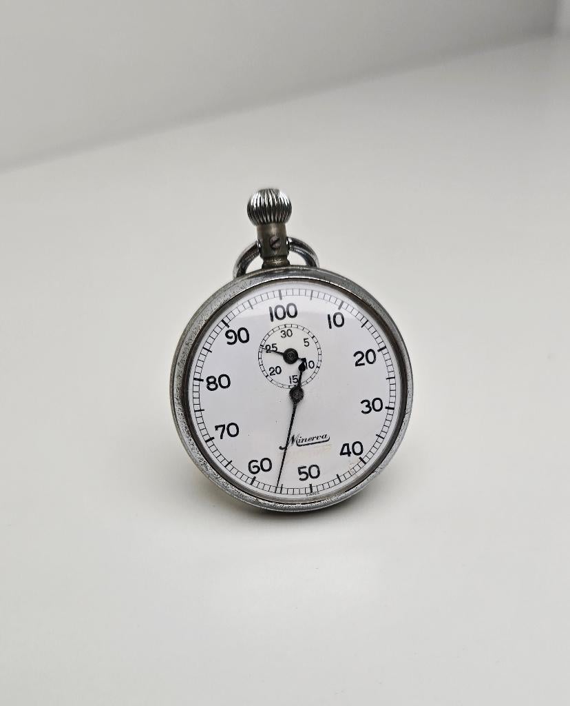 Minerva militair Lemania stopwatch mechanisch, Ophalen of Verzenden