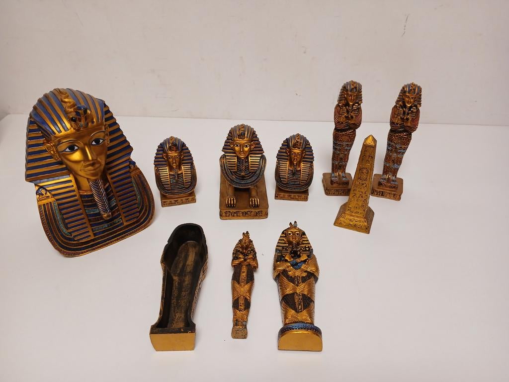 Egyptische collectie beeldjes toetanchamon  sarcofaag  farao, Antiek en Kunst, Kunst | Niet-Westerse kunst, Ophalen of Verzenden