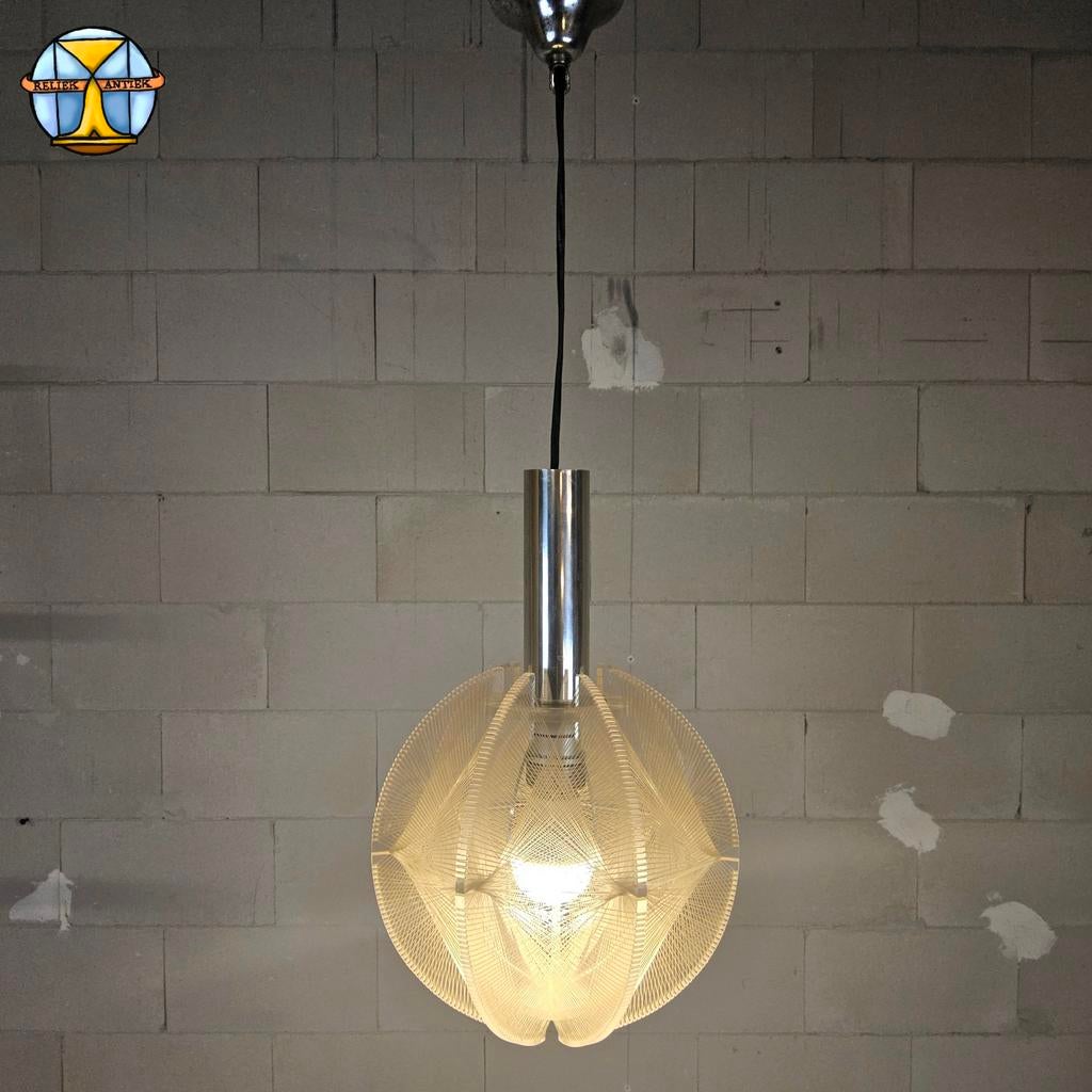 Vintage Space-Age Paul Secon nylon draad hanglamp Sompex, ., Ophalen of Verzenden, Zo goed als nieuw, Vintage / design / space age / mid century