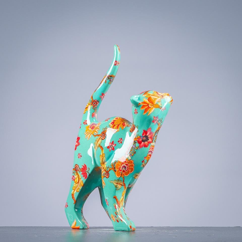 Beeld - beeld van een kat in Flower power, Ophalen of Verzenden