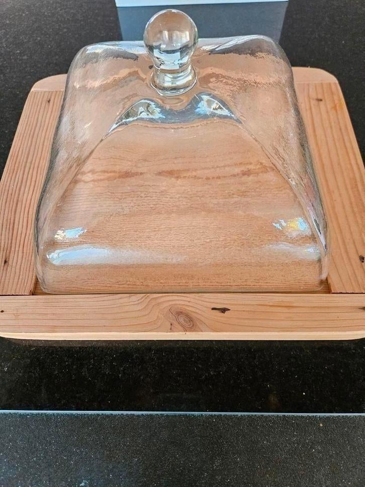 Mooi houten plateau 29x34 met stolp voor bijv kazen, Ophalen of Verzenden, Zo goed als nieuw