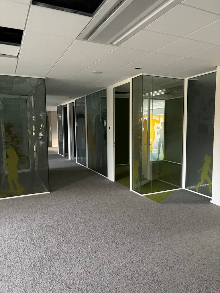 Kantoor glaswanden gebruikt gelaagd glas 16mm 150m1, Ophalen, 225 cm of meer, Aluminium, Zo goed als nieuw