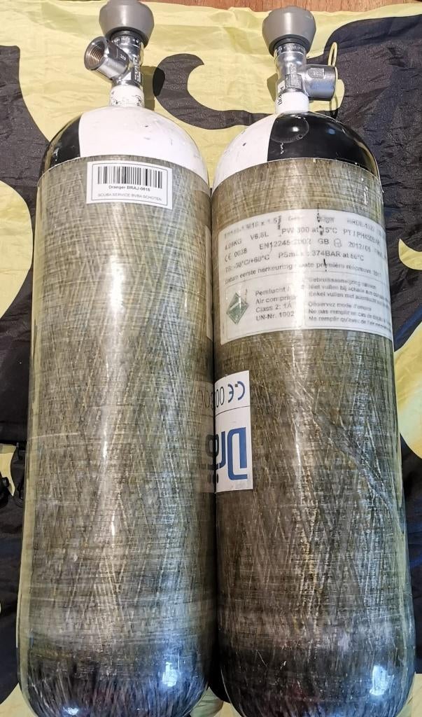 duikfles carbon 6,8l lichtgewicht, Ophalen of Verzenden, Zo goed als nieuw, Duikfles