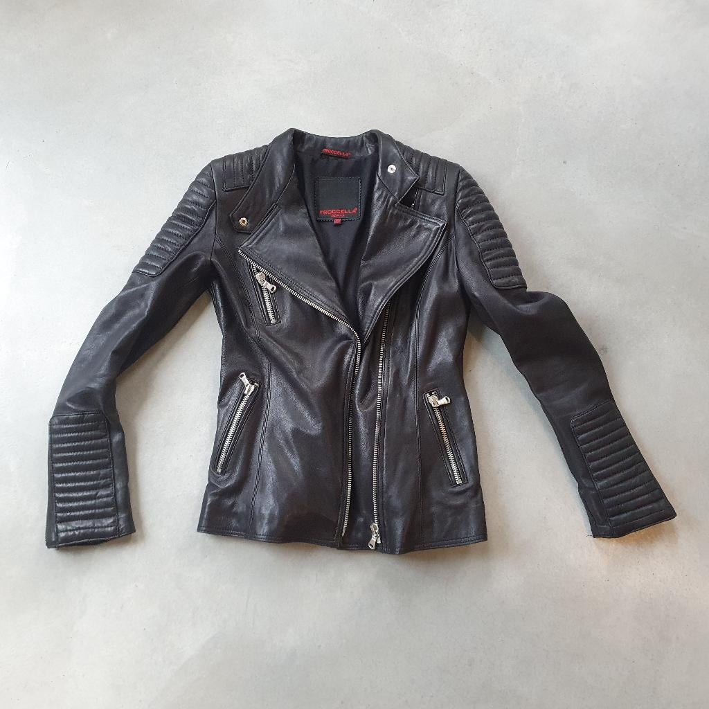 Jack jas leer zwart - Nieuw 350,- Froccella Donna Maat 40, Ophalen of Verzenden, Nieuw, Maat 38/40 (M), Zwart