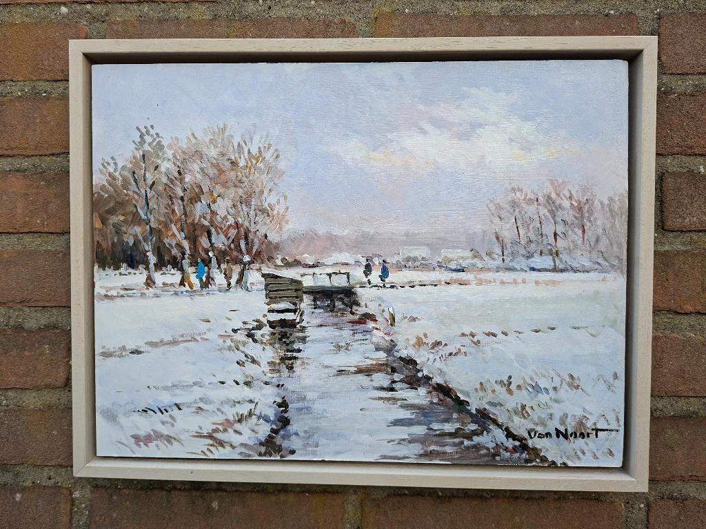 VAN NOORT - WINTERLANDSCHAP, Antiek en Kunst, Ophalen of Verzenden