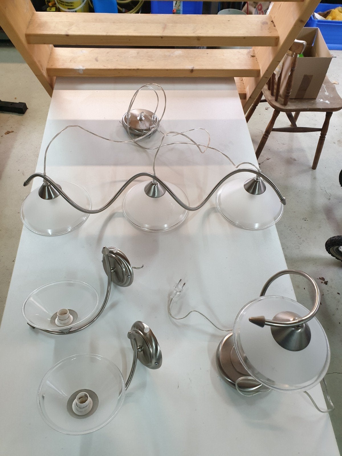 complete lampenset! rvs glas, Ophalen, Zo goed als nieuw, Glas, Modern