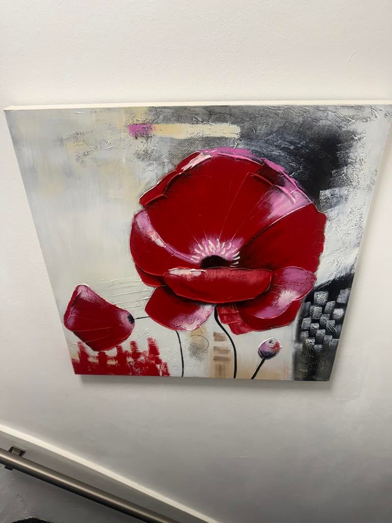 Schilderij met rode klaprozen - modern en gestructureerd, Ophalen