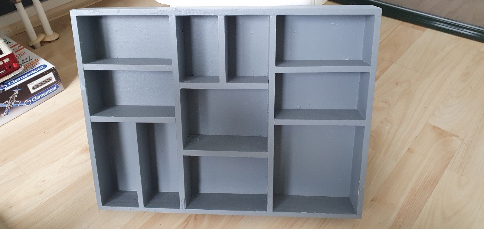 Grijze houten letterbak ong 35x27, Huis en Inrichting, Ophalen of Verzenden, Gebruikt